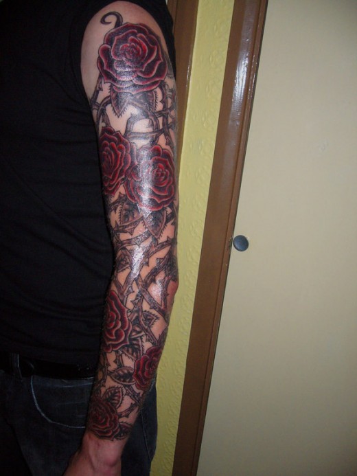 Rose Flowers Sleeve Tattoo Design Best Full Sleeve Tattoos Designs For Men