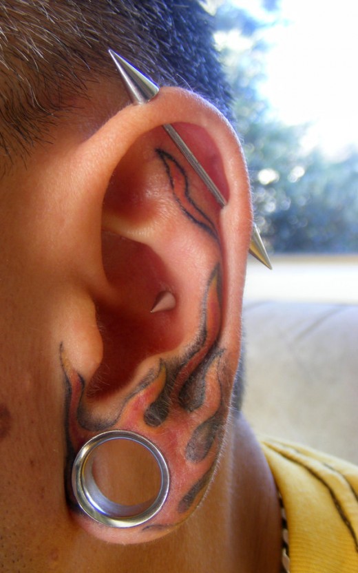 Tribal Behind Ear Tattoo